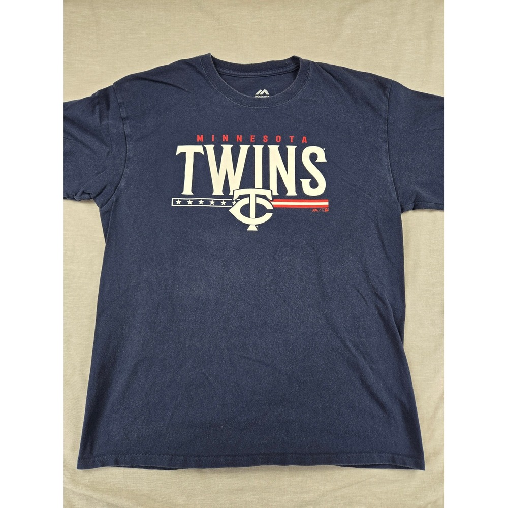 Majestic Minnesota Twins MLB Mens Navy Blue Graphic‎ T-Shirt Large
